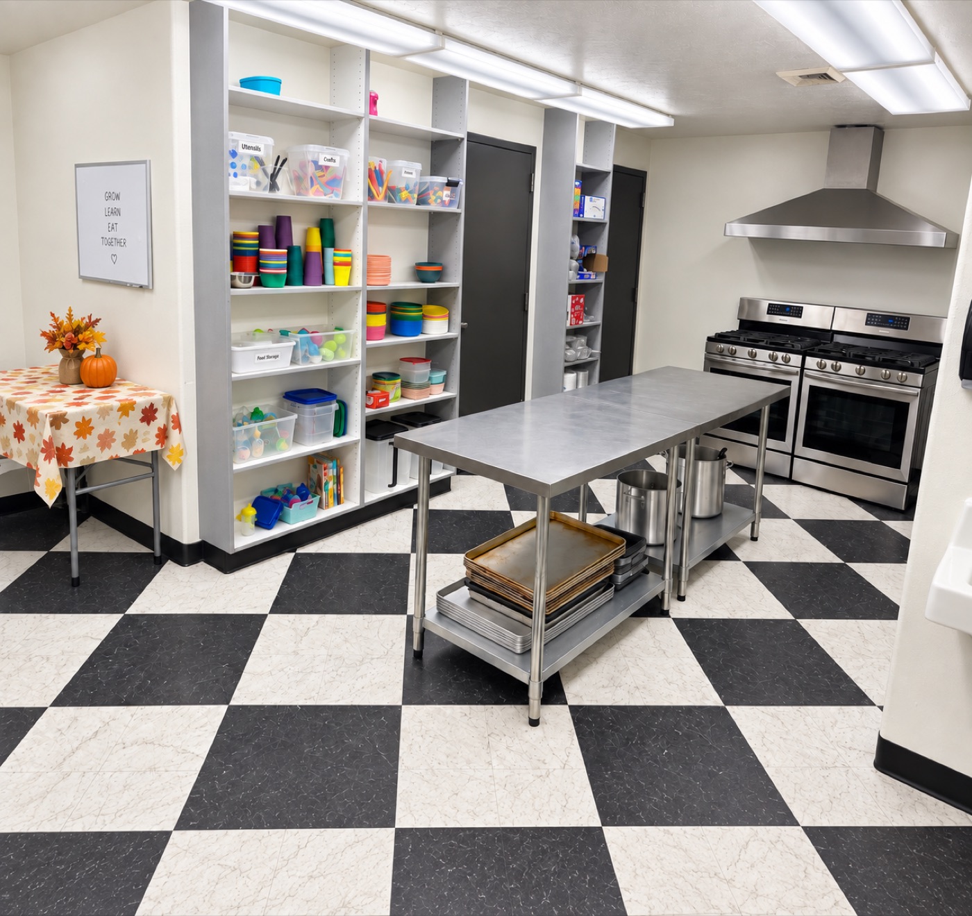 Our clean, bright kitchen where meals are made fresh each day